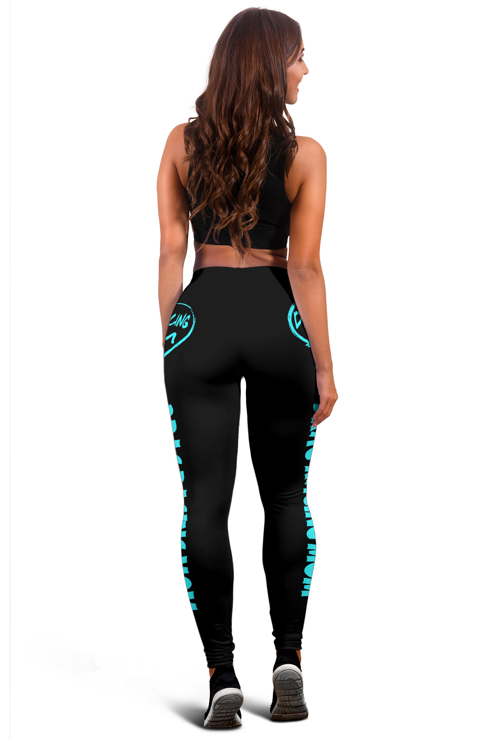 Custom handcrafted Drag Racing Mom Heart Leggings featuring a vibrant fade-resistant print, high-waisted elastic waistband, and premium polyester-spandex blend.1