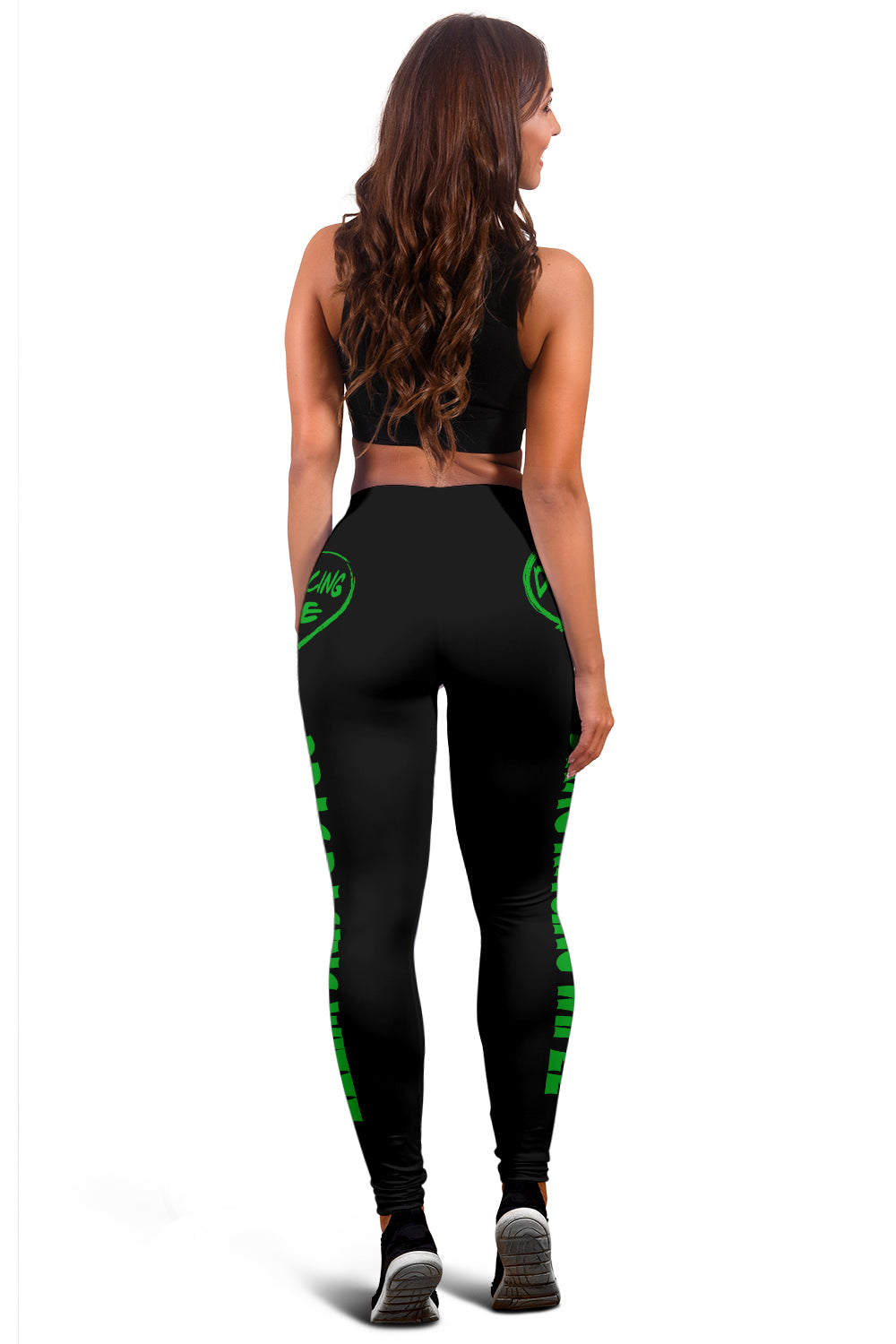 Custom handcrafted Drag Racing Mom Heart Leggings featuring a vibrant fade-resistant print, high-waisted elastic waistband, and premium polyester-spandex blend.2