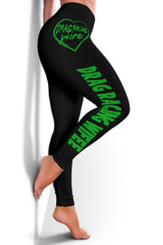 Custom handcrafted Drag Racing Mom Heart Leggings featuring a vibrant fade-resistant print, high-waisted elastic waistband, and premium polyester-spandex blend.2