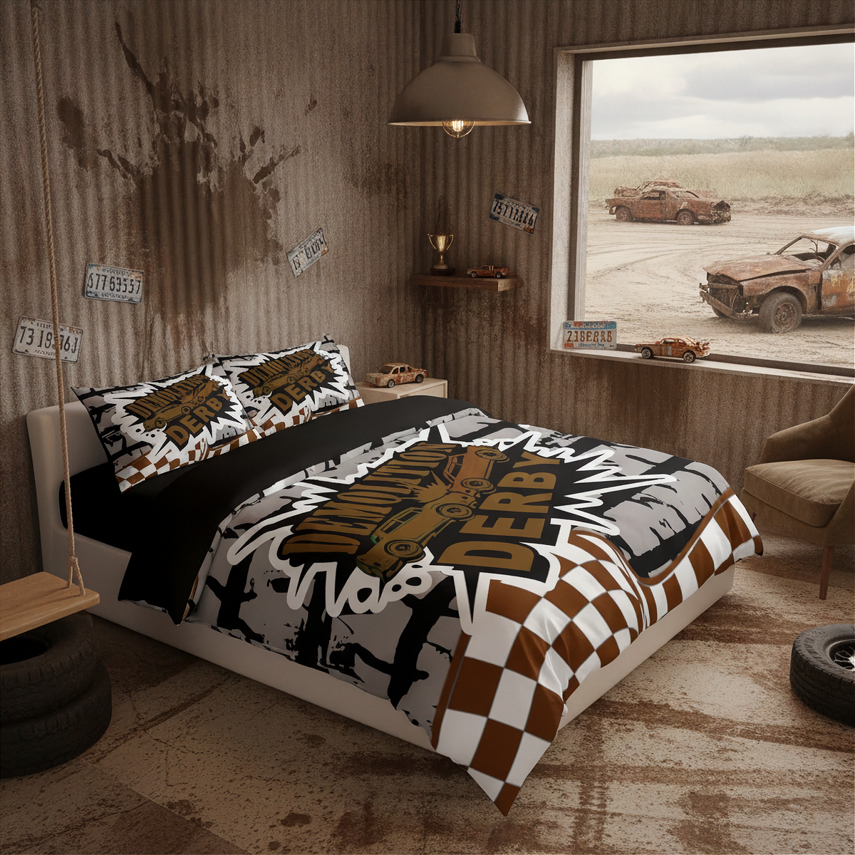 Demolition_Derby_Bedding_Set_Derby_Night_Motorsport_Decor_RIIMB