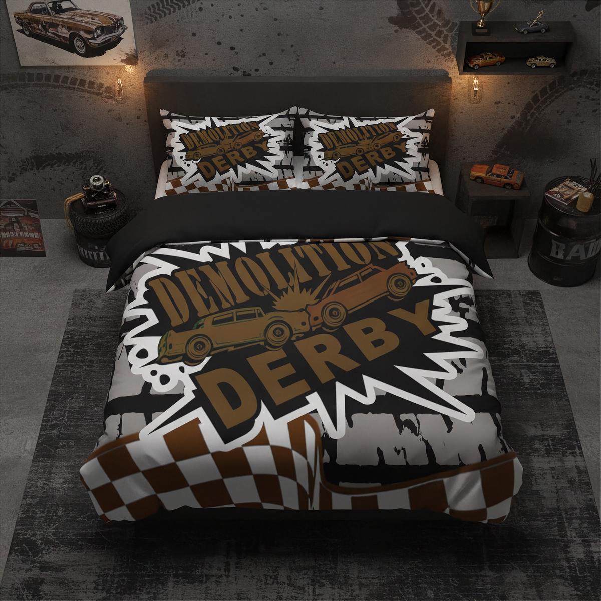 Demolition_Derby_Bedding_Set_Derby_Night_Motorsport_Decor_RIIMB