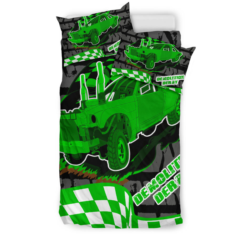 Demolition_Derby_Bedding_Set_Green_Demo_Derby_Race_Room_Decor_RIIMB