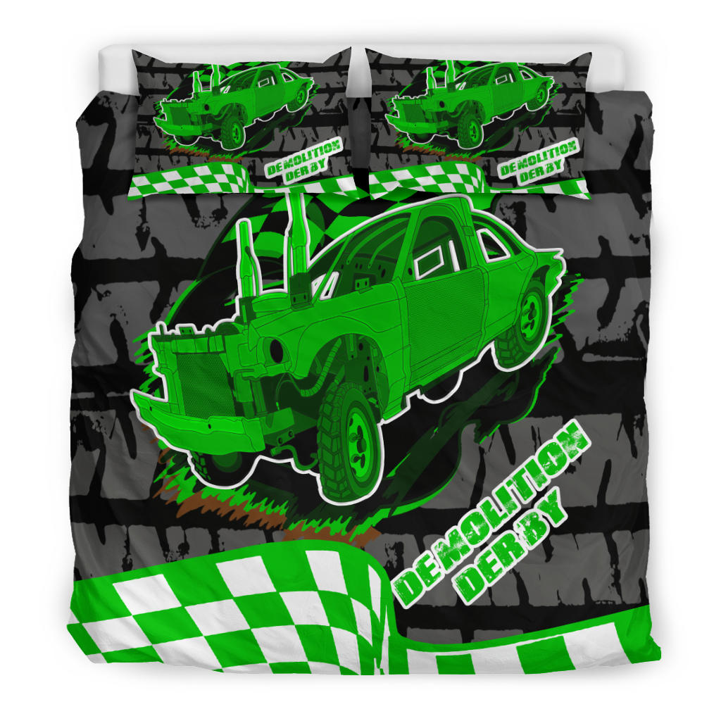 Demolition_Derby_Bedding_Set_Green_Demo_Derby_Race_Room_Decor_RIIMB