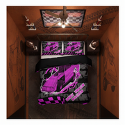 Dirt Track Modified Bedding Set | Pink | Short Track Motorsport Decor | RIIMB