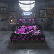 Dirt Track Modified Bedding Set | Pink | Short Track Motorsport Decor | RIIMB