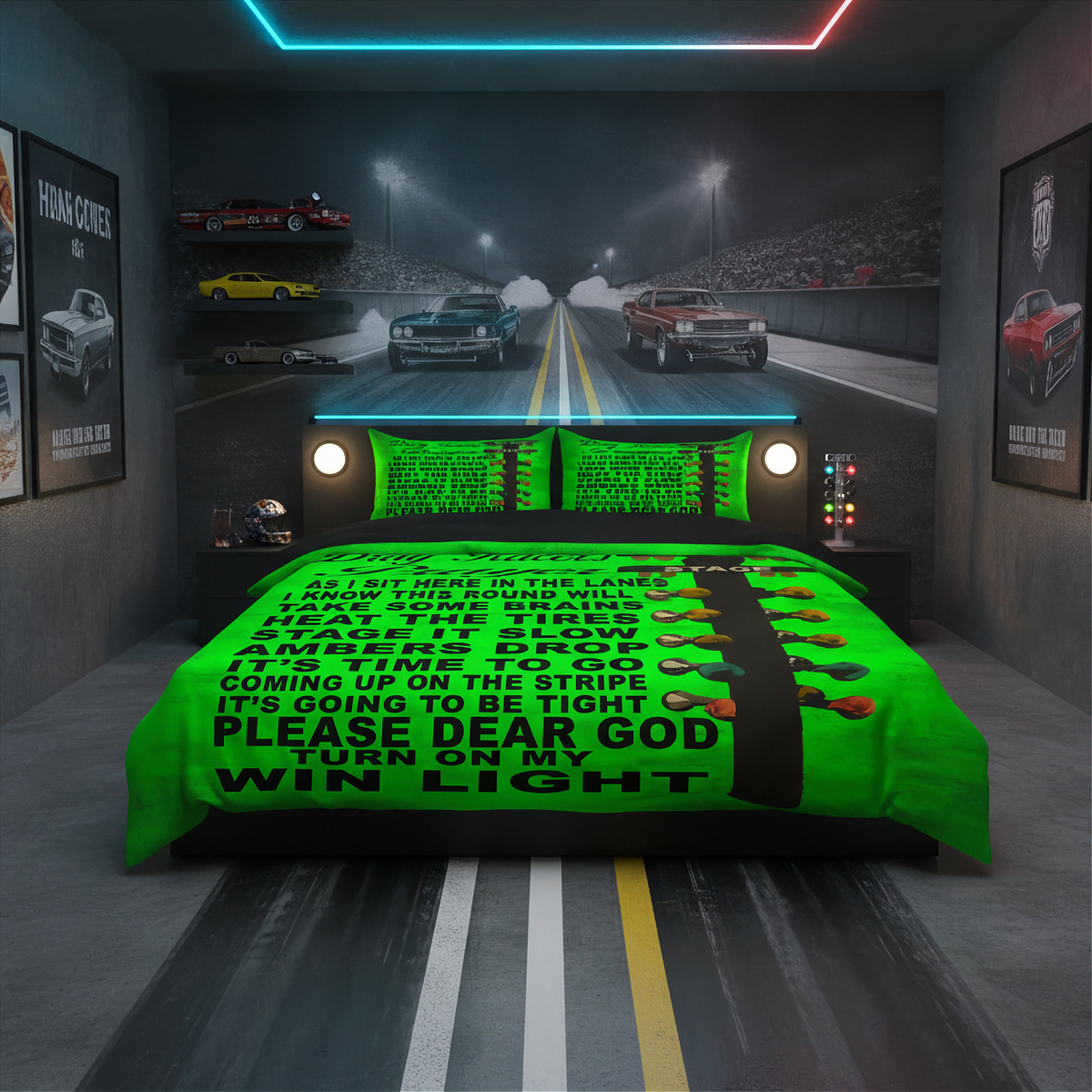Drag_Racer_s_Prayer_Bedding_Set_Green_1320_Faith_Racing_Bedroom_Decor_RIIMB