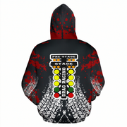 Hoodie with drag racing graphic design on a white background