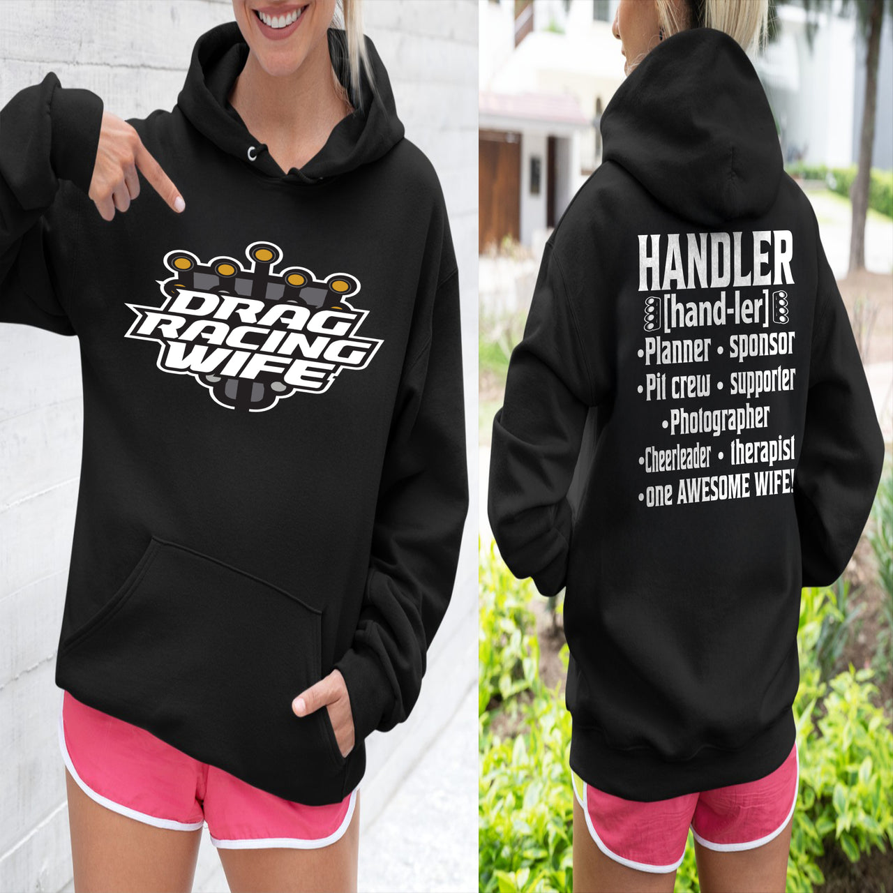 Drag Racing Wife Handler Sweatshirts – Premium Pit Crew Definition Hoodies
