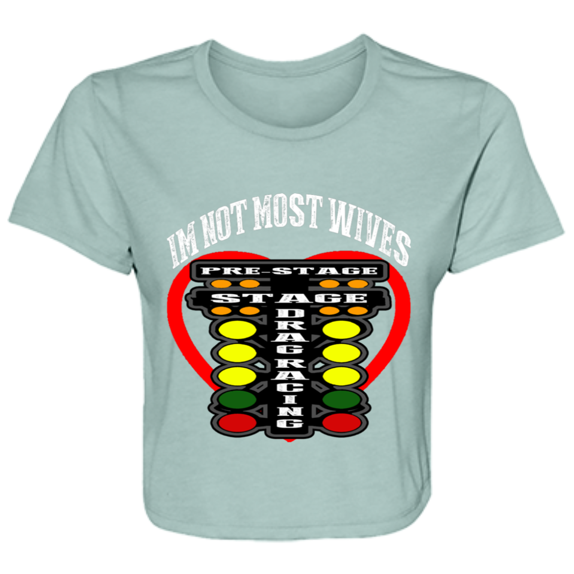 I'm Not Most Wives Drag Racing Ladies' Flowy Cropped Tee