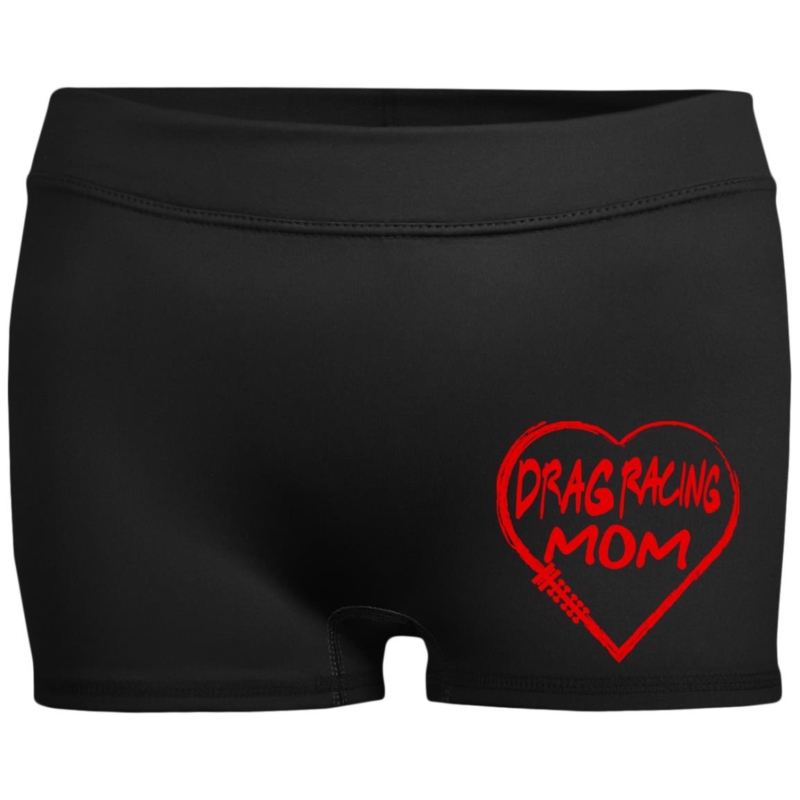 Drag Racing Mom Heart Ladies' Fitted Moisture-Wicking 2.5 inch Inseam Shorts