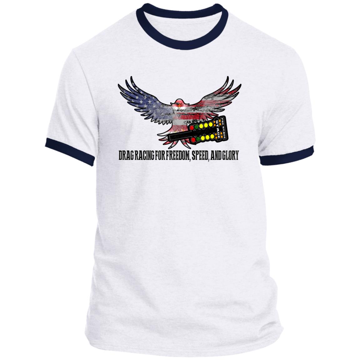 Drag Racing for Freedom, Speed, and Glory Ringer Tee