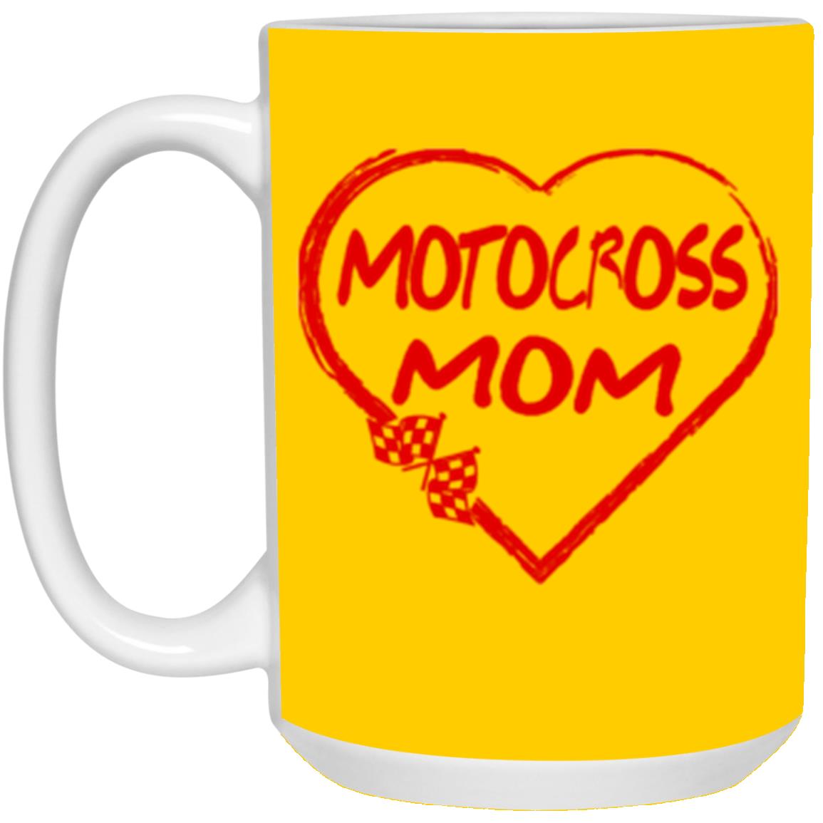 Motocross Mom Heart 15 oz. White Mug