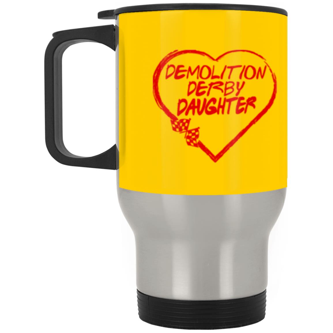 Demolition Derby Daughter Heart Silver Stainless Travel Mug