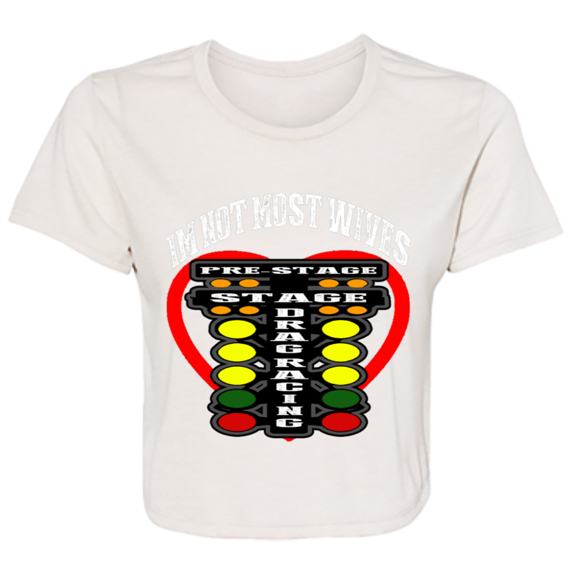 I'm Not Most Wives Drag Racing Ladies' Flowy Cropped Tee