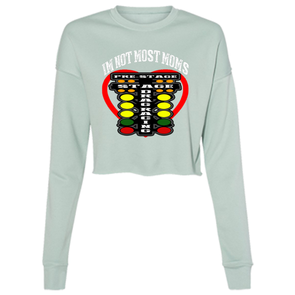 I'm Not Most Moms Drag Racing Ladies' Cropped Fleece Crew