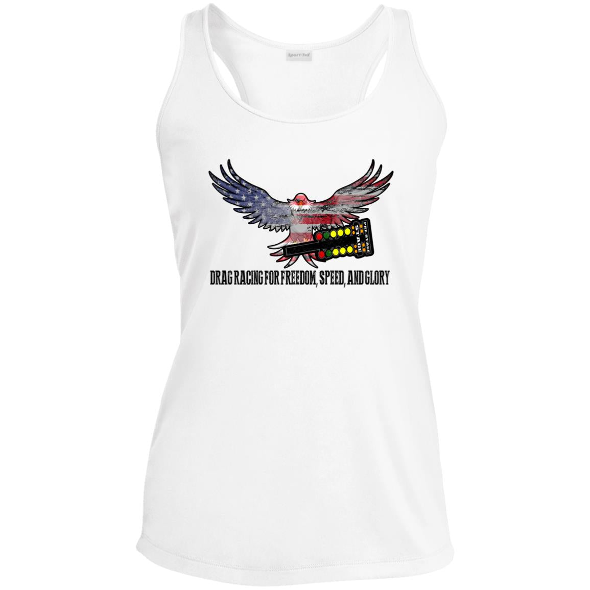 Drag Racing for Freedom, Speed, and Glory Ladies' Performance Racerback Tank