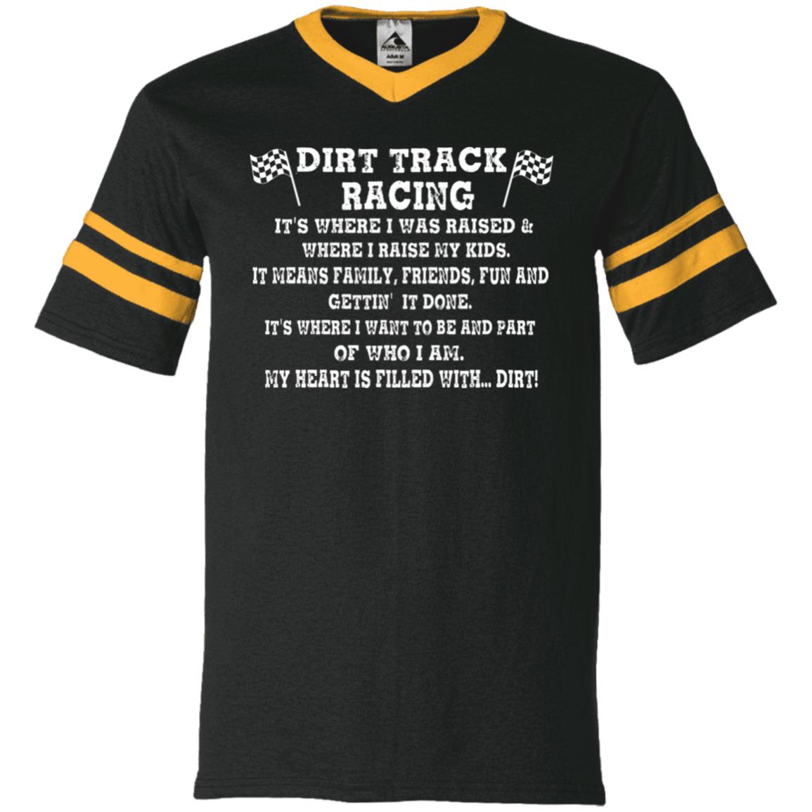 Dirt Track Racing It's Where I Was Raised V-Neck Sleeve Stripe Jersey