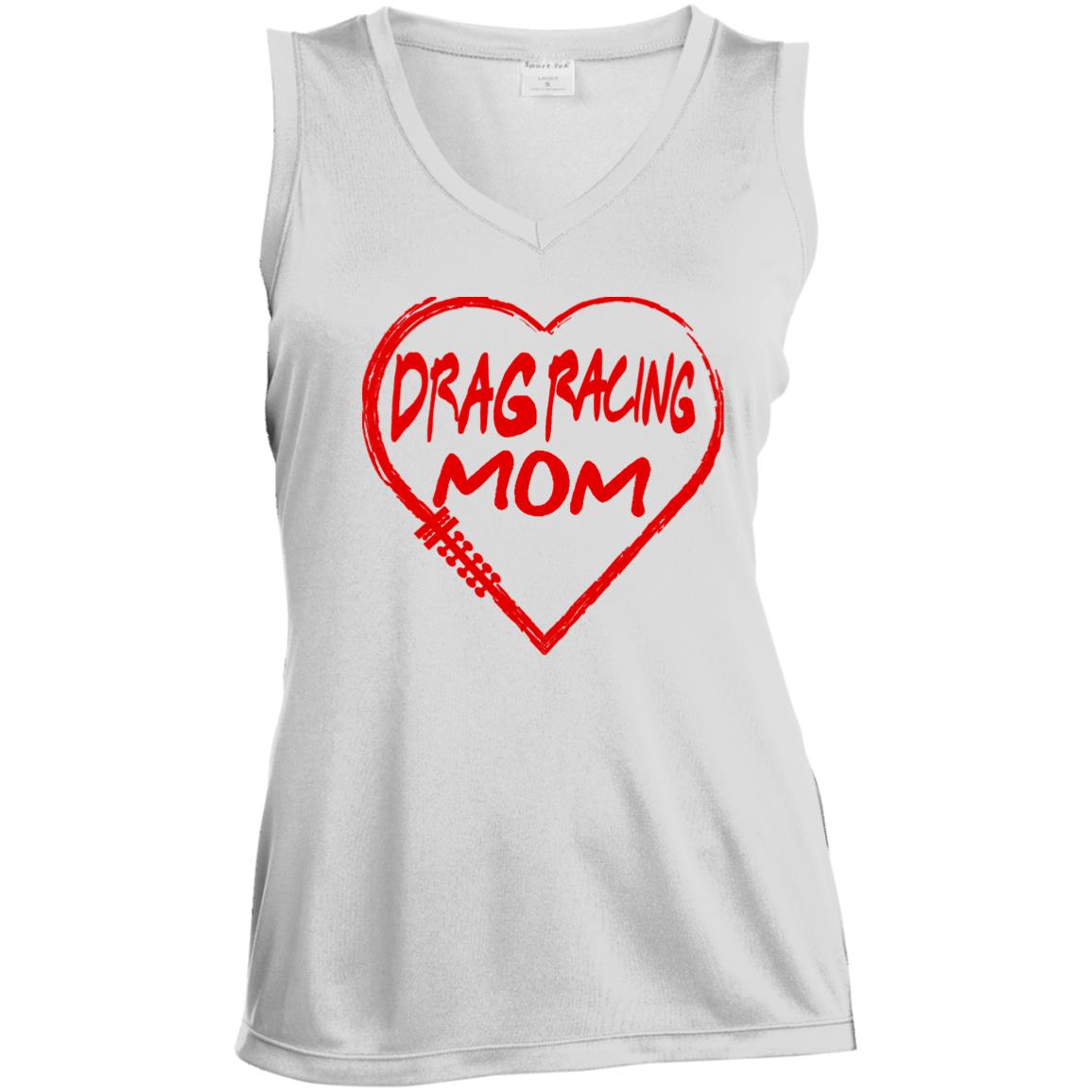 Drag Racing Mom Heart Ladies' Sleeveless V-Neck Performance Tee