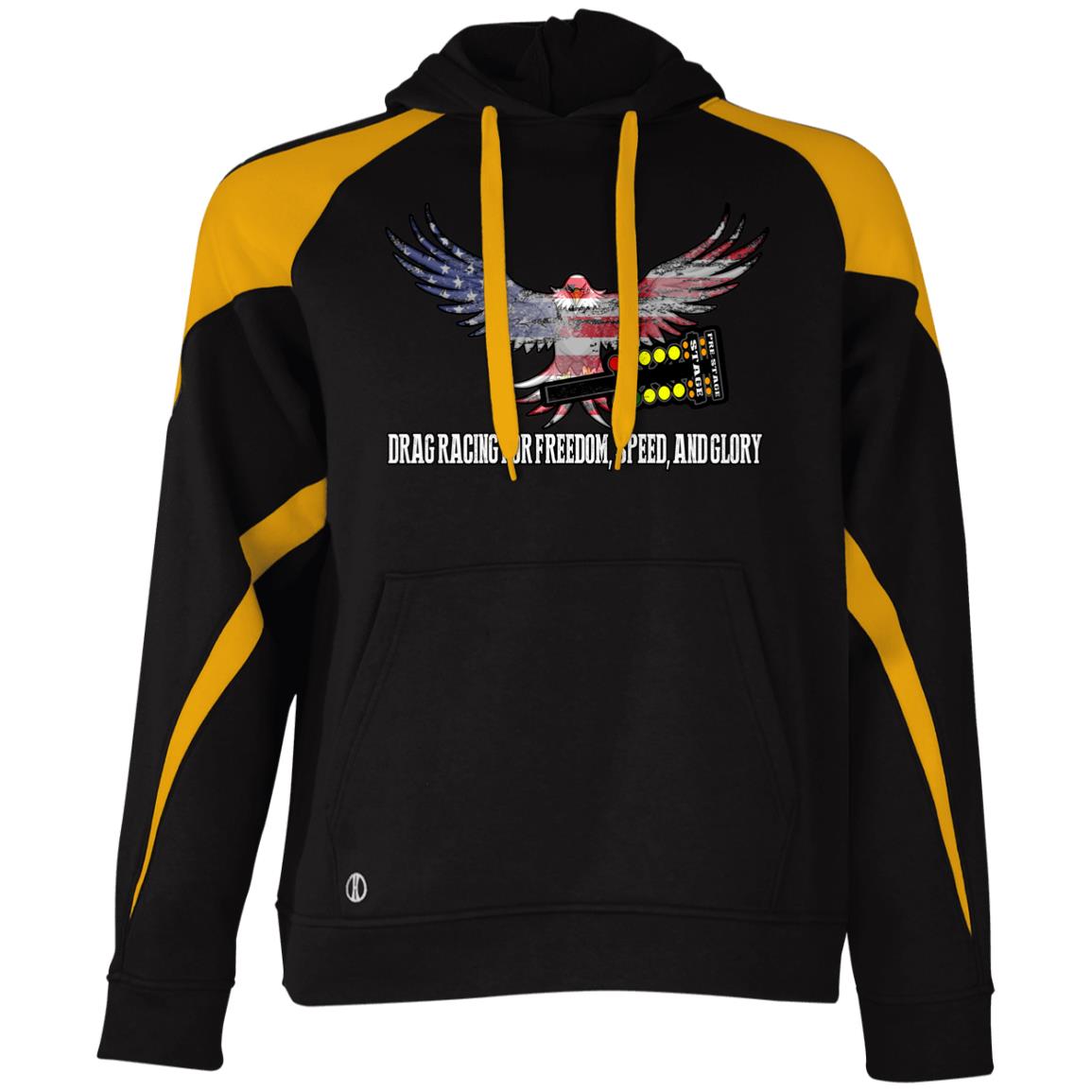 Drag Racing for Freedom, Speed, and Glory Athletic Colorblock Fleece Hoodie