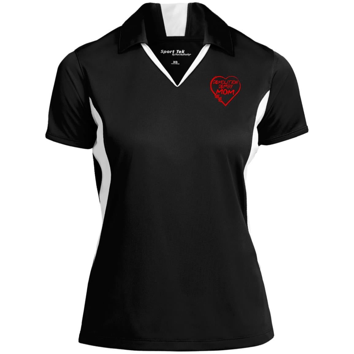 Demolition Derby Mom Heart Ladies' Colorblock Performance Polo