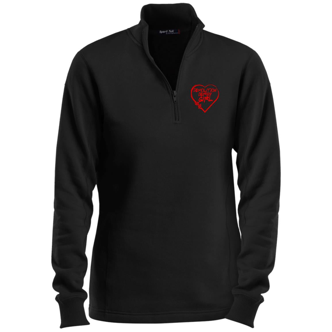 Demolition Derby Girl Heart Ladies 1/4 Zip Sweatshirt