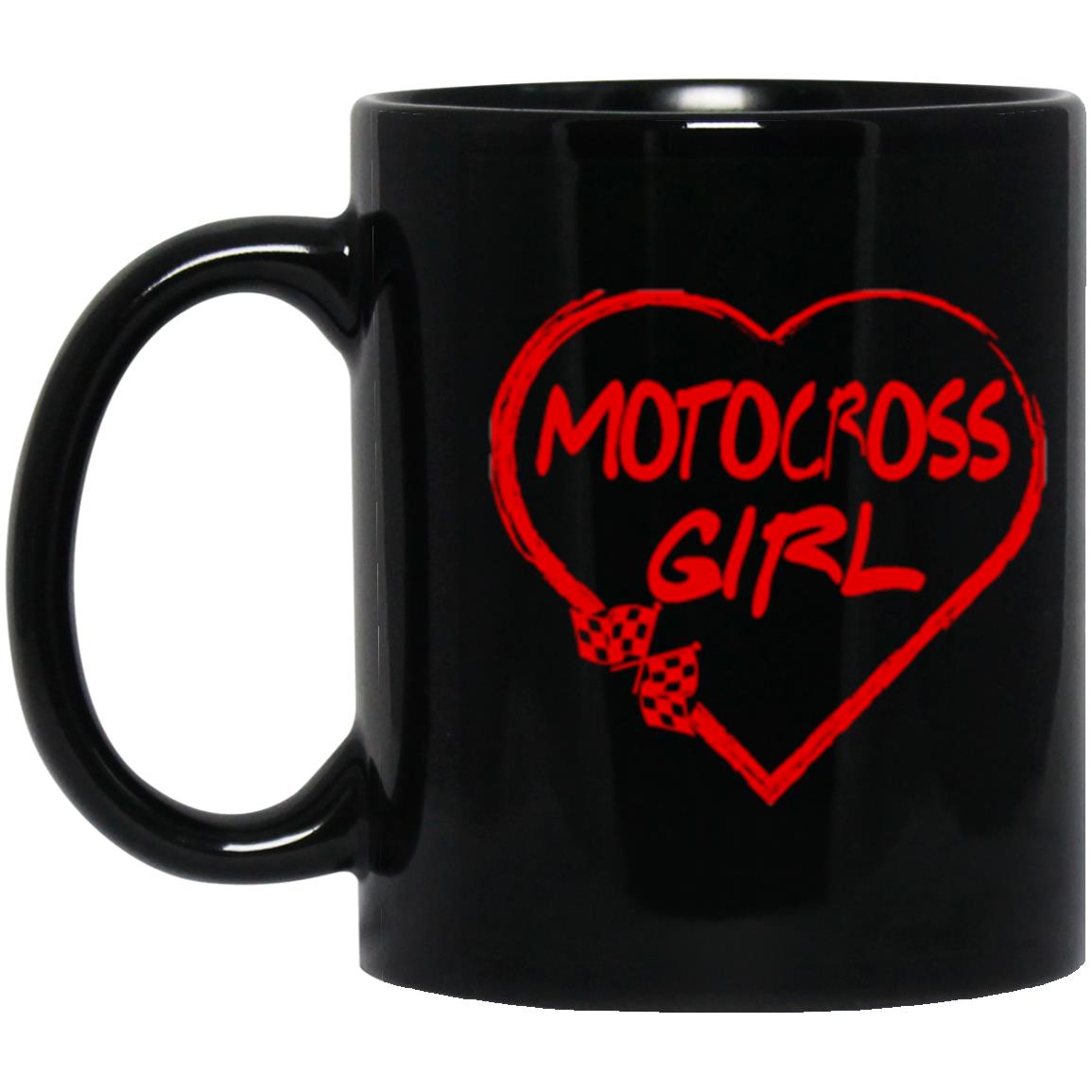 Motocross Girl Heart 11 oz. Black Mug