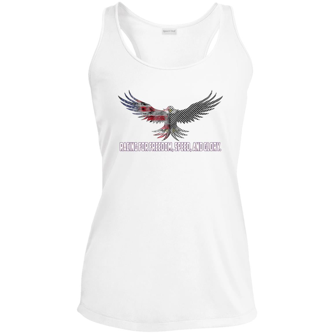 Racing For Freedom, Speed, And Glory Ladies' Performance Racerback Tank