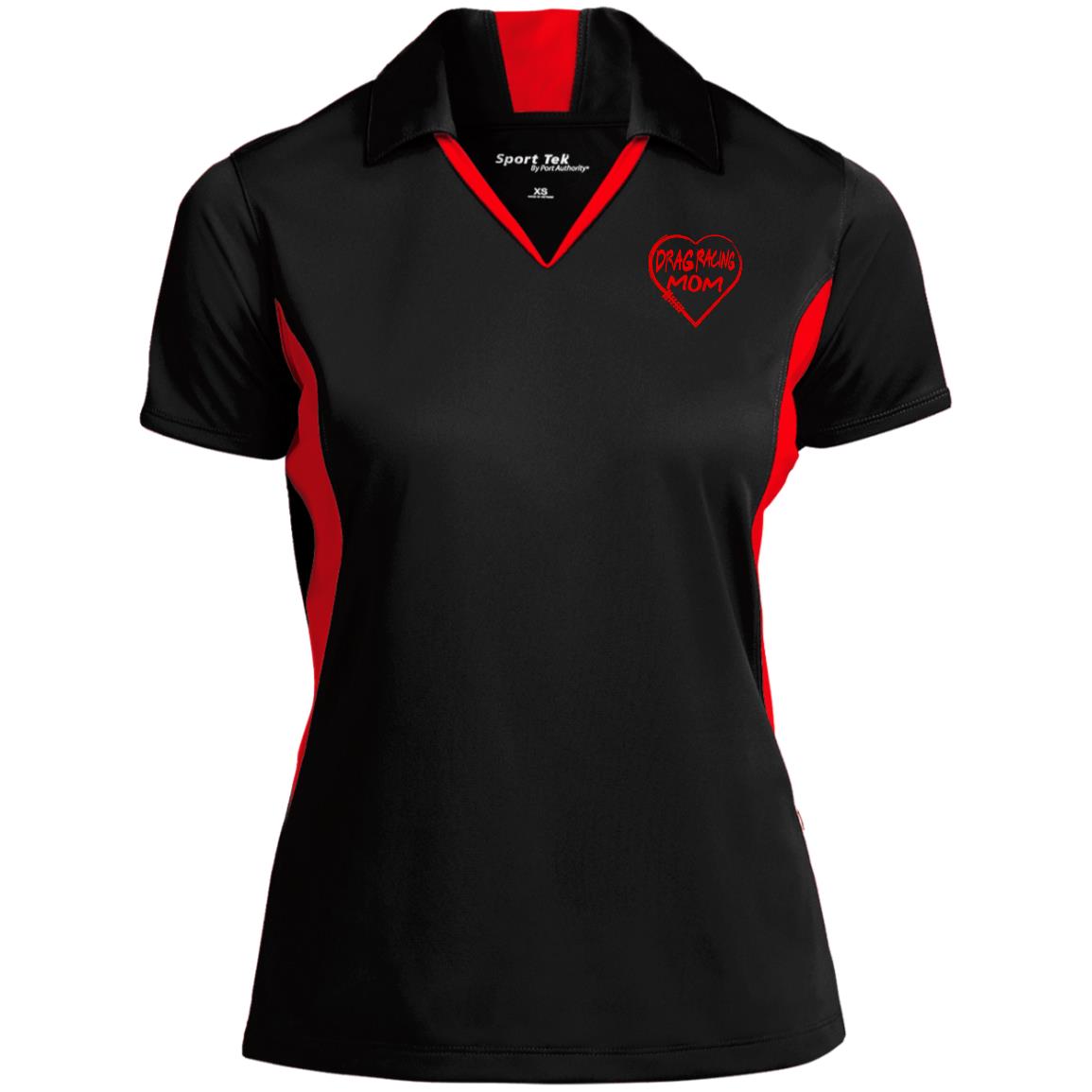 Drag Racing Mom Heart Ladies' Colorblock Performance Polo