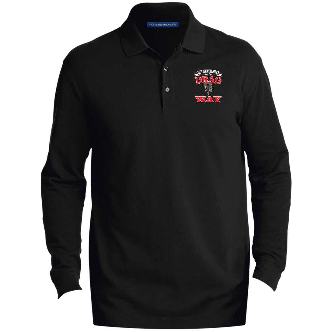 There's No Place Like The Dragway Men's EZCotton™ Long Sleeve Polo