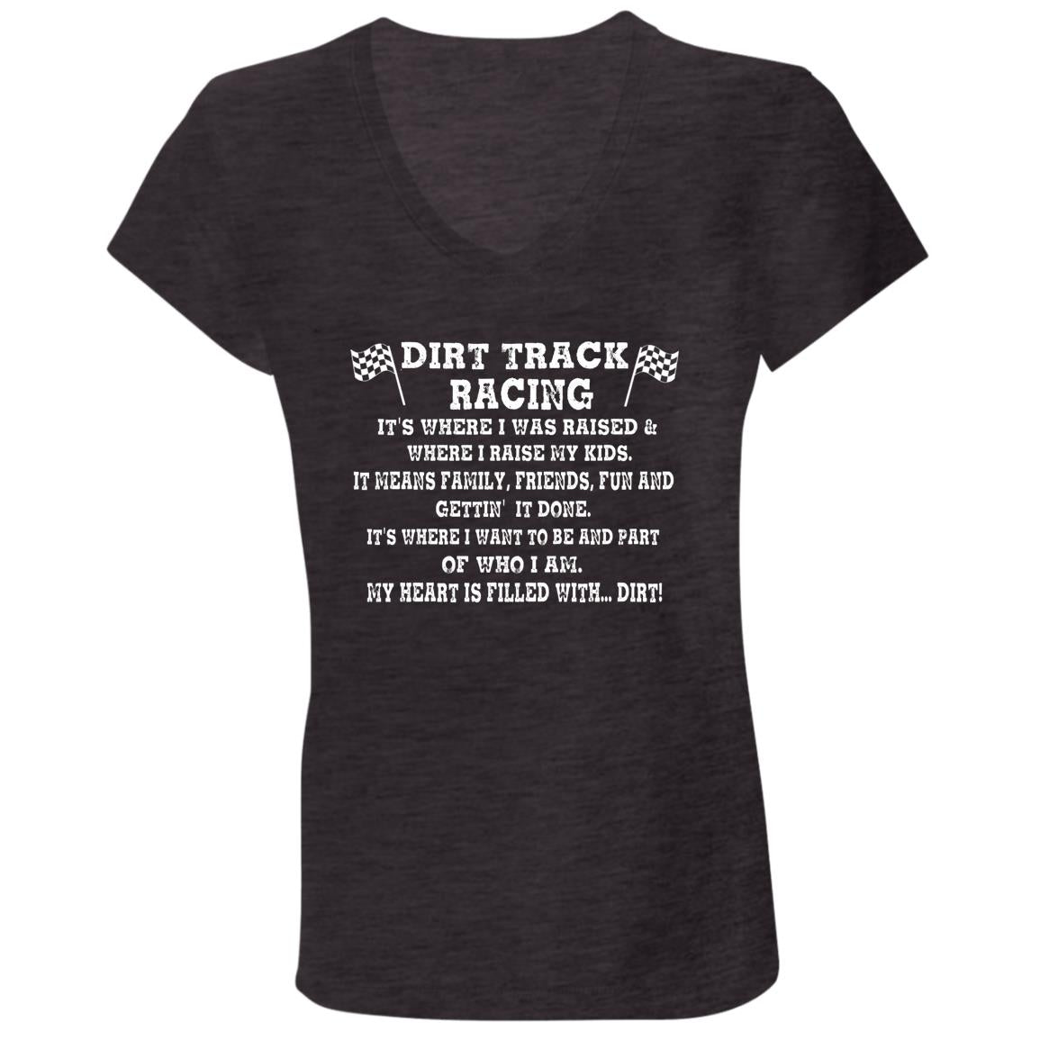 Dirt Track Racing It's Where I Was Raised Ladies' Jersey V-Neck T-Shirt