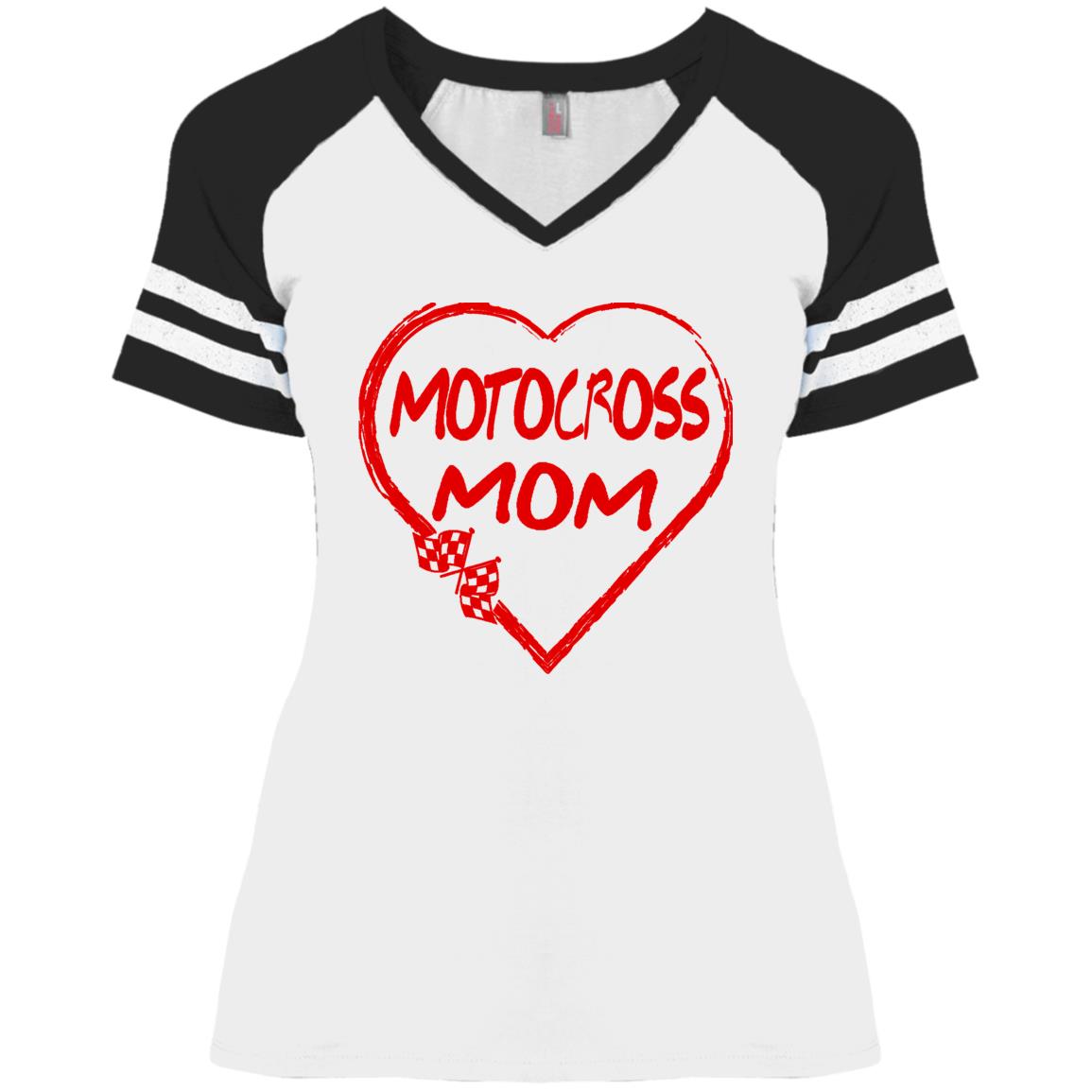 Motocross Mom Heart Ladies' Game V-Neck T-Shirt