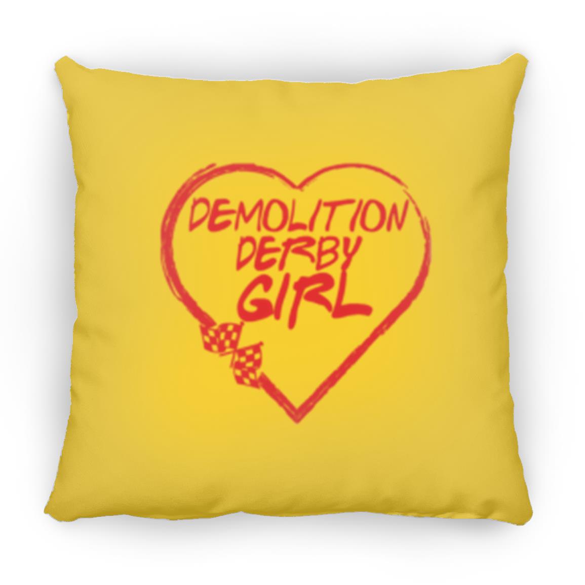 Demolition Derby Girl Heart Medium Square Pillow