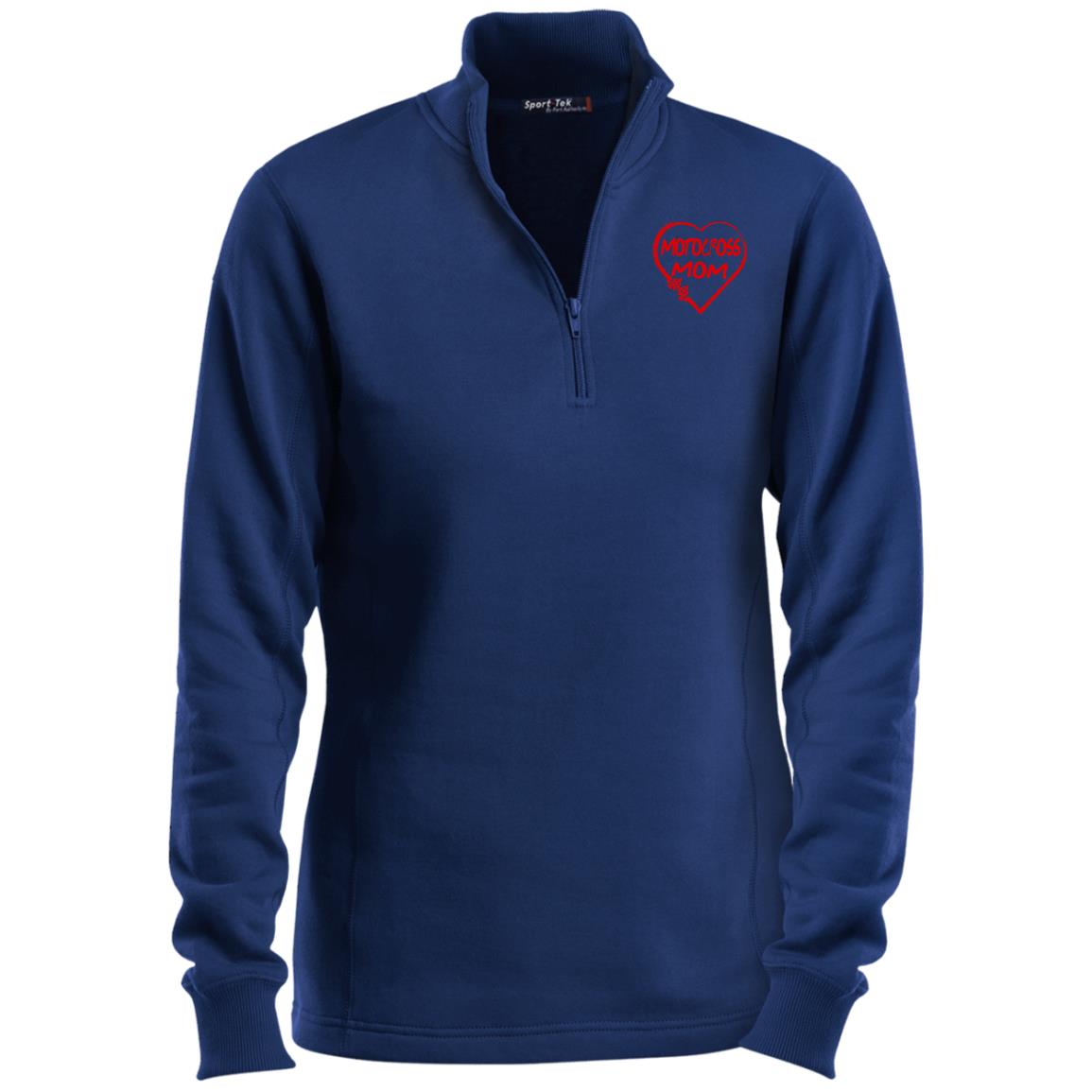 Motocross Mom Heart Ladies 1/4 Zip Sweatshirt