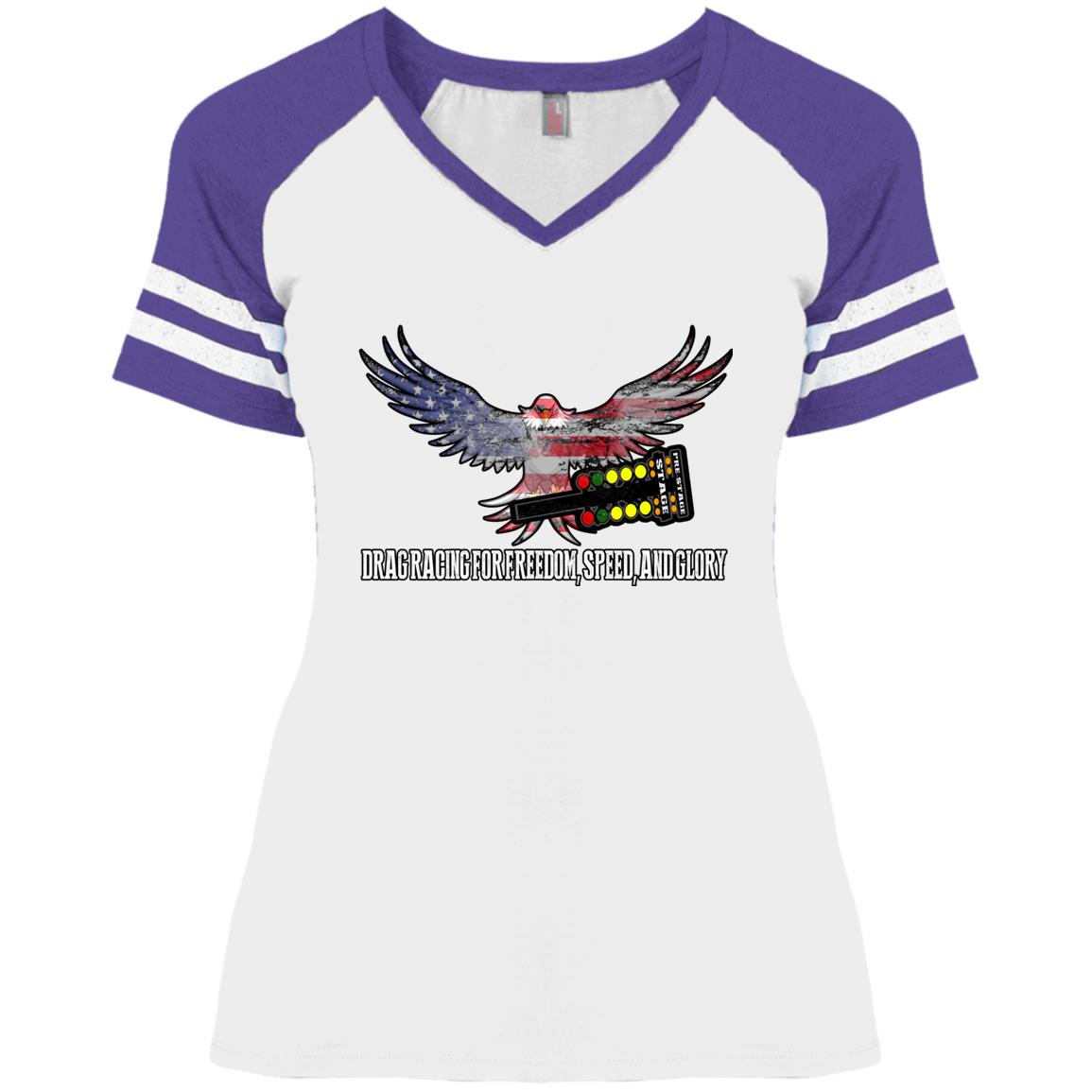 Drag Racing for Freedom, Speed, and Glory Ladies' Game V-Neck T-Shirt