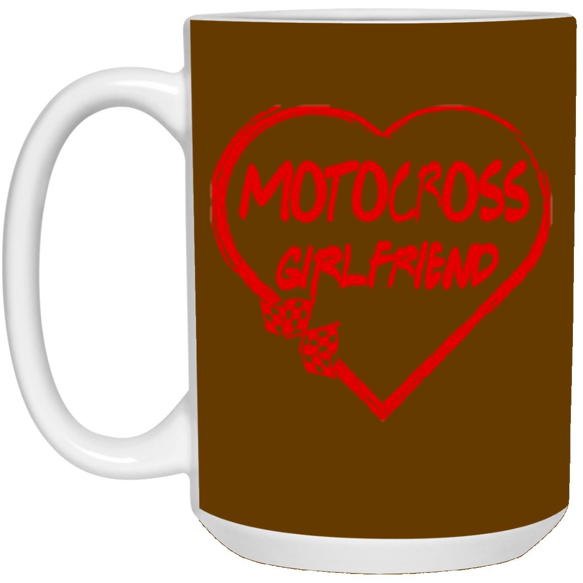 Motocross Girlfriend Heart 15 oz. White Mug
