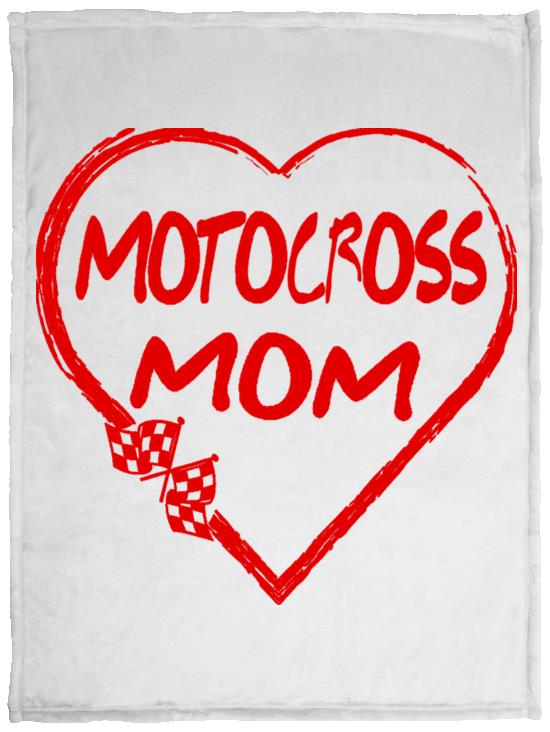 Motocross Mom Heart Cozy Plush Fleece Blanket - 30x40