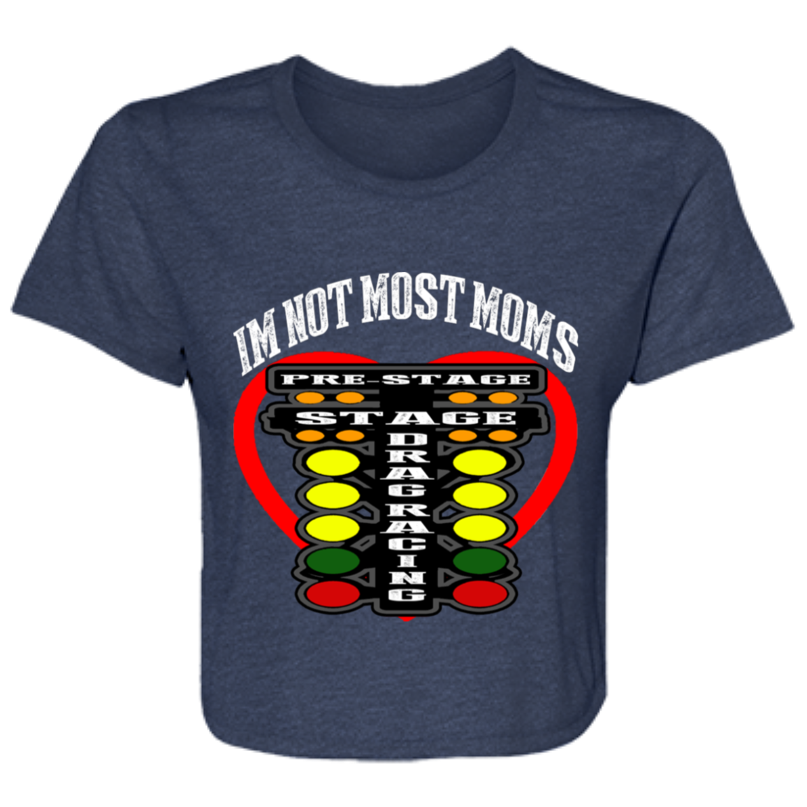 I'm Not Most Moms Drag Racing Ladies' Flowy Cropped Tee