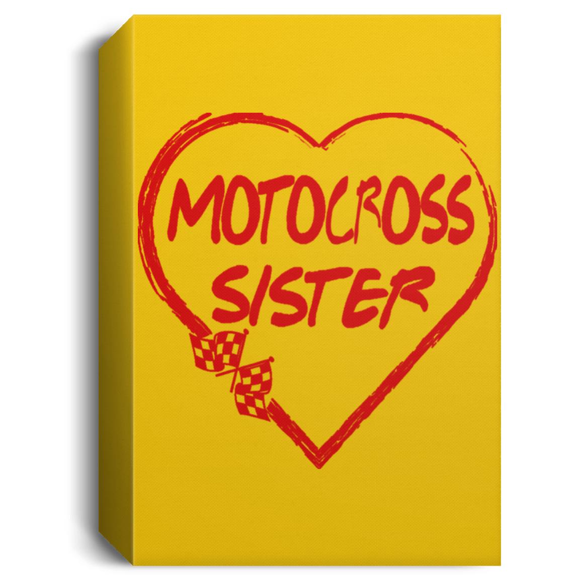 Motocross Sister Heart Deluxe Portrait Canvas 1.5in Frame