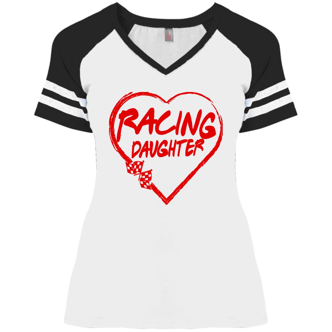 Racing Daughter Heart Ladies' Game V-Neck T-Shirt