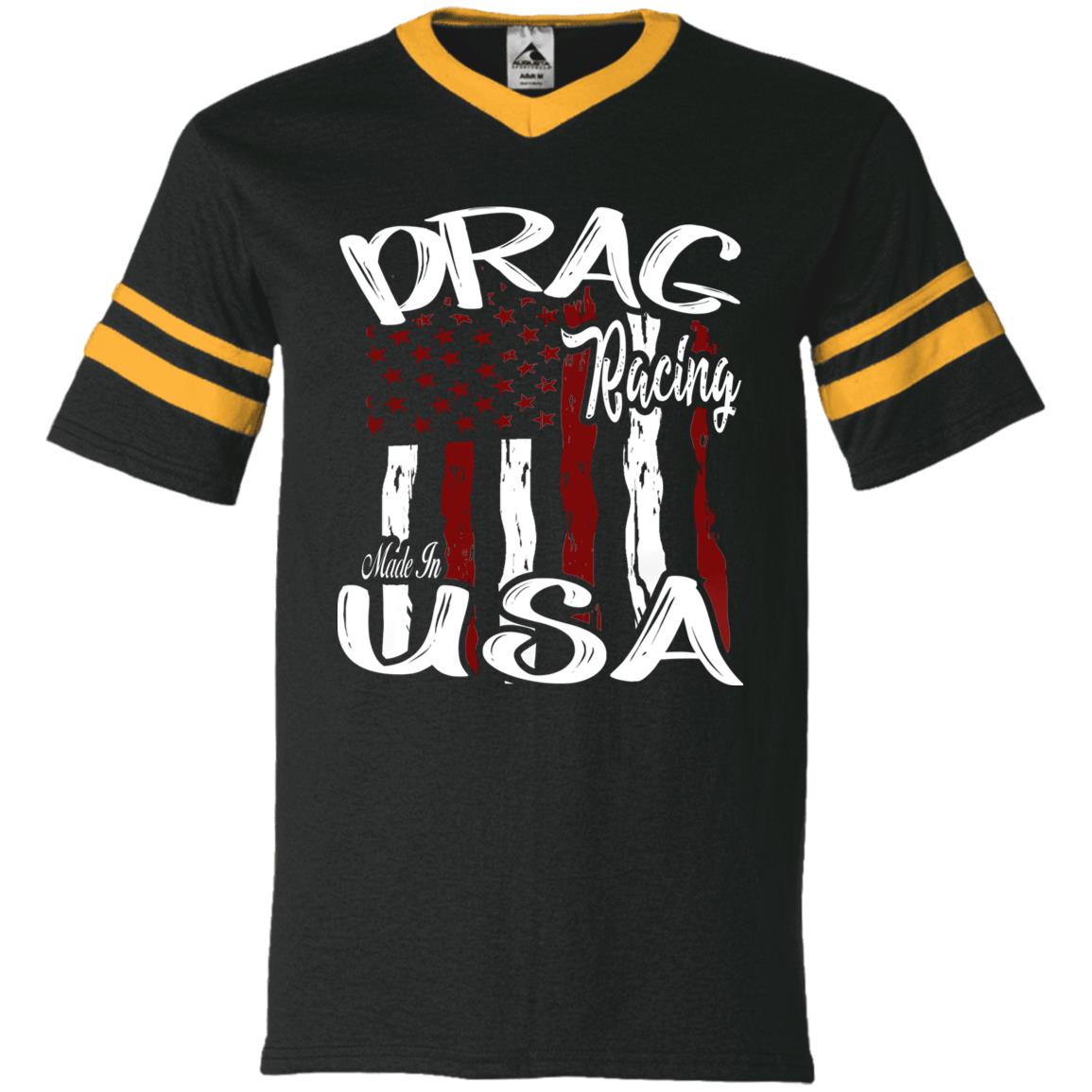 Drag Racing Made In USA V-Neck Sleeve Stripe Jersey