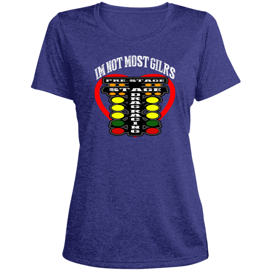 I'm Not Most Girls Drag Racing Ladies' Heather Scoop Neck Performance Tee