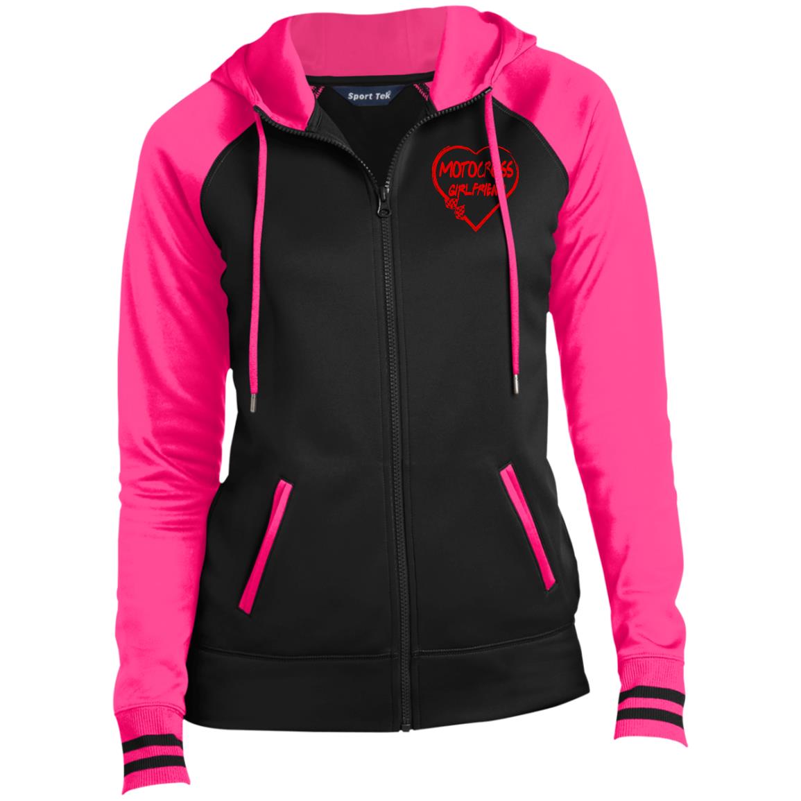 Motocross Girlfriend Heart Ladies' Sport-Wick® Full-Zip Hooded Jacket