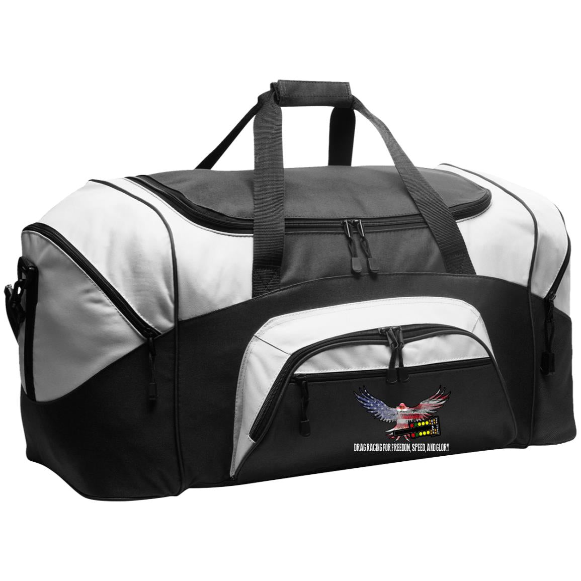 Drag Racing for Freedom, Speed, and Glory Colorblock Sport Duffel