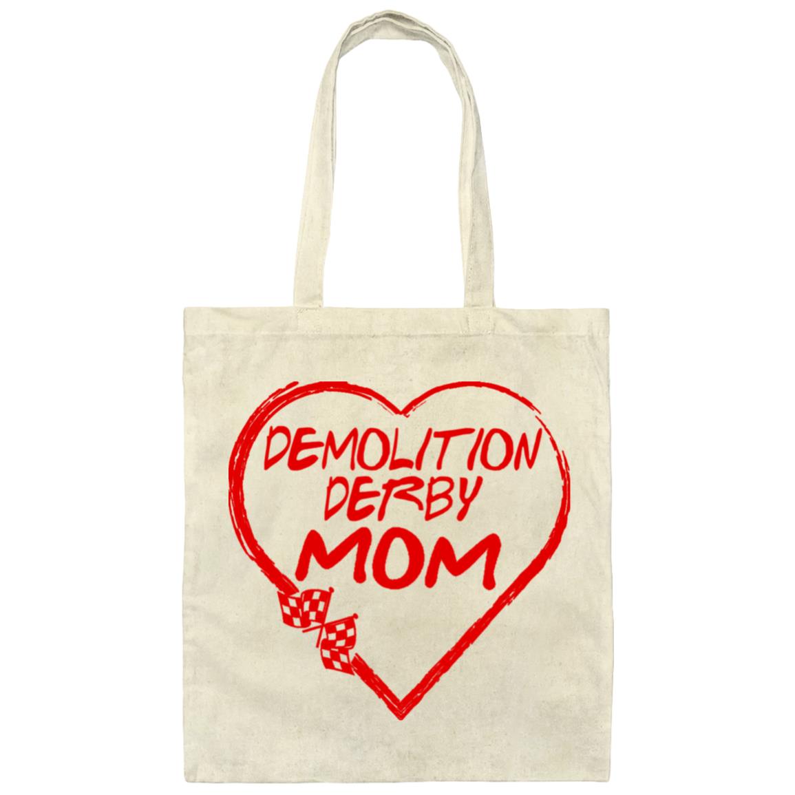 Demolition Derby Mom Heart Canvas Tote Bag