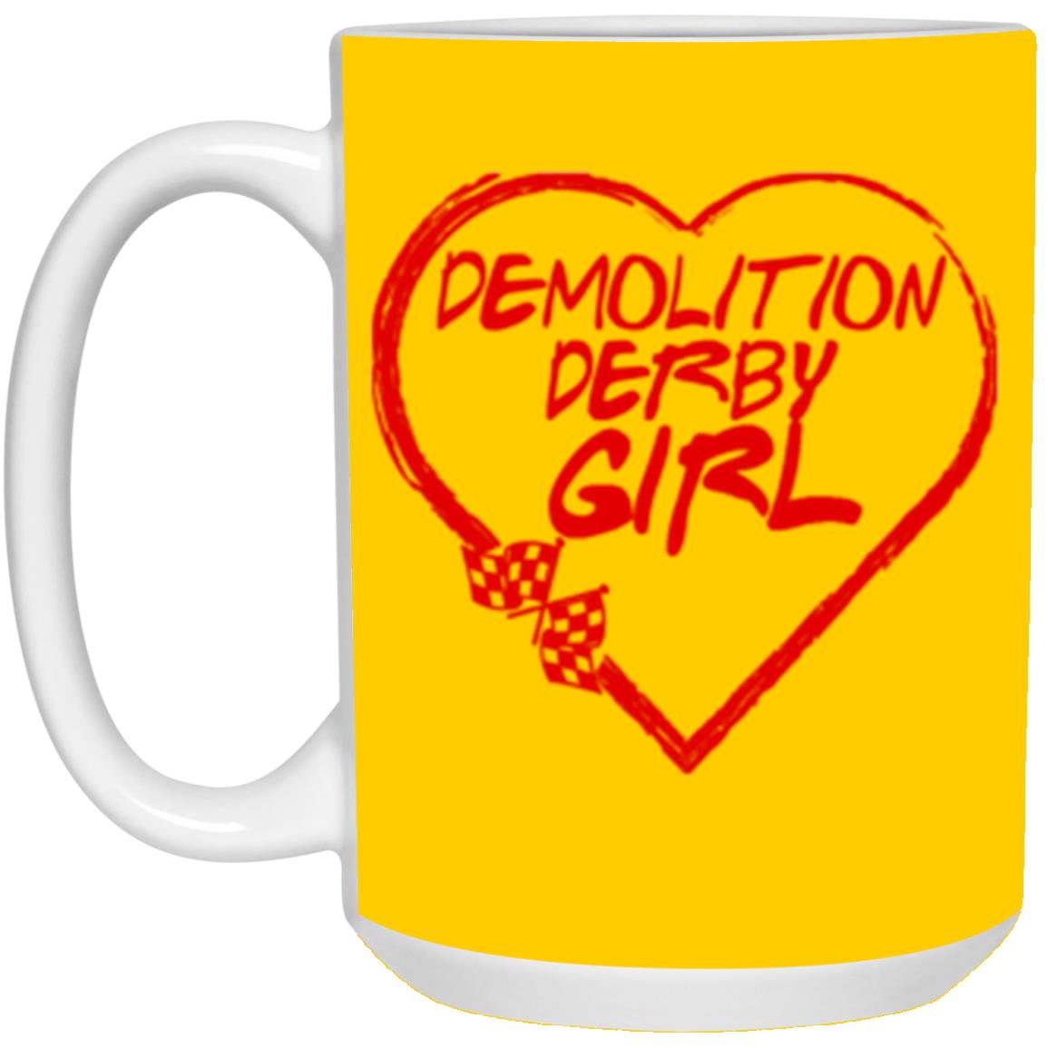 Demolition Derby Girl Heart 15oz White Mug