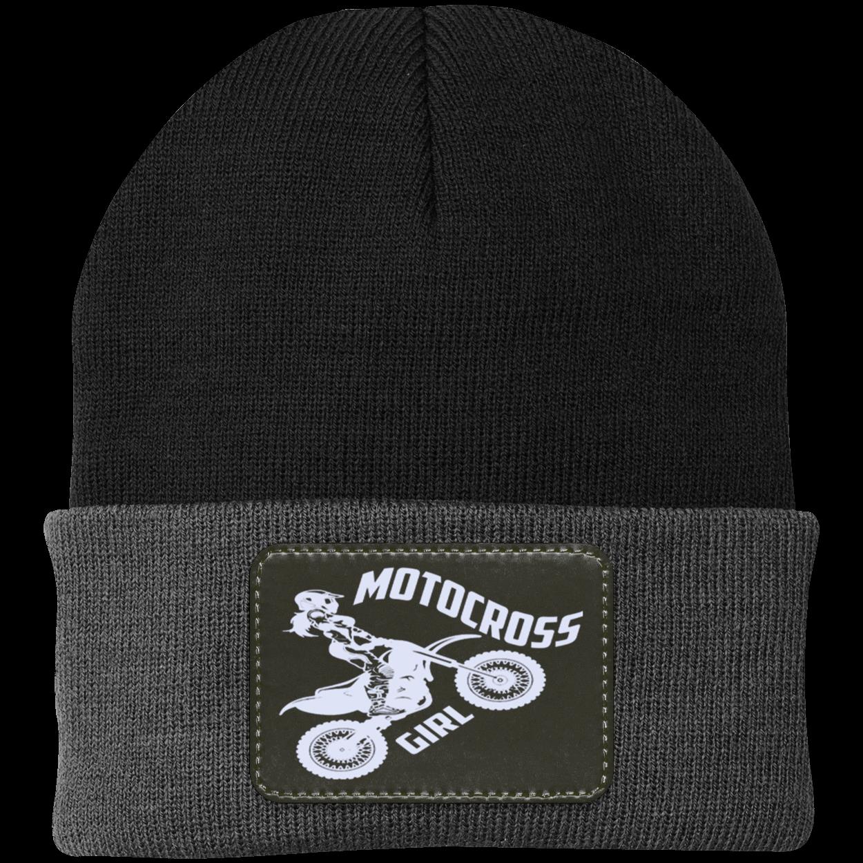 Motocross Girl Patched Knit Cap