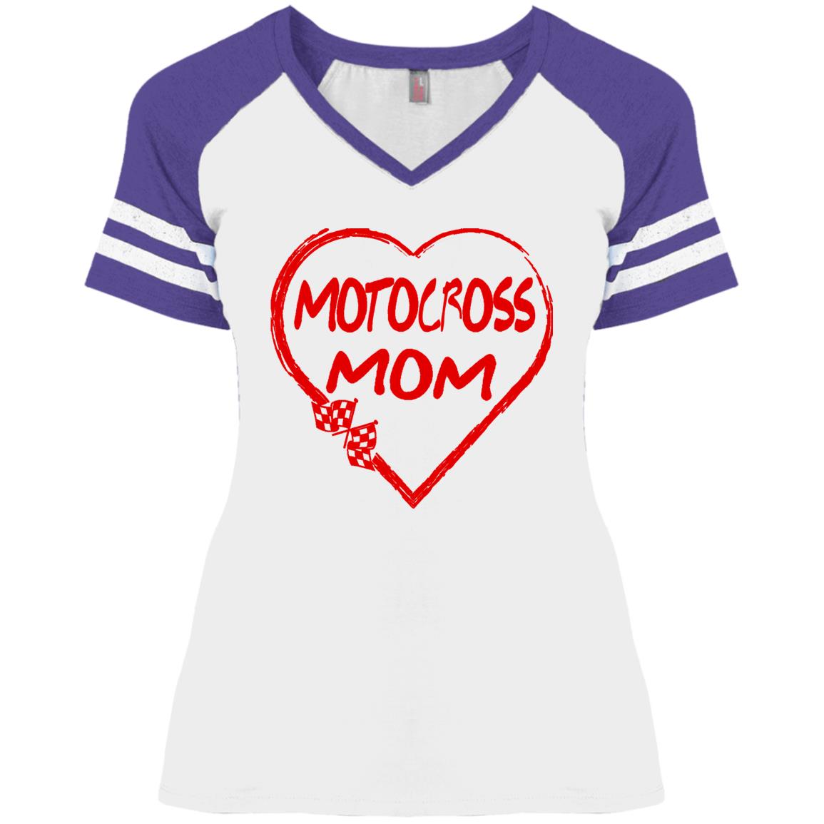 Motocross Mom Heart Ladies' Game V-Neck T-Shirt