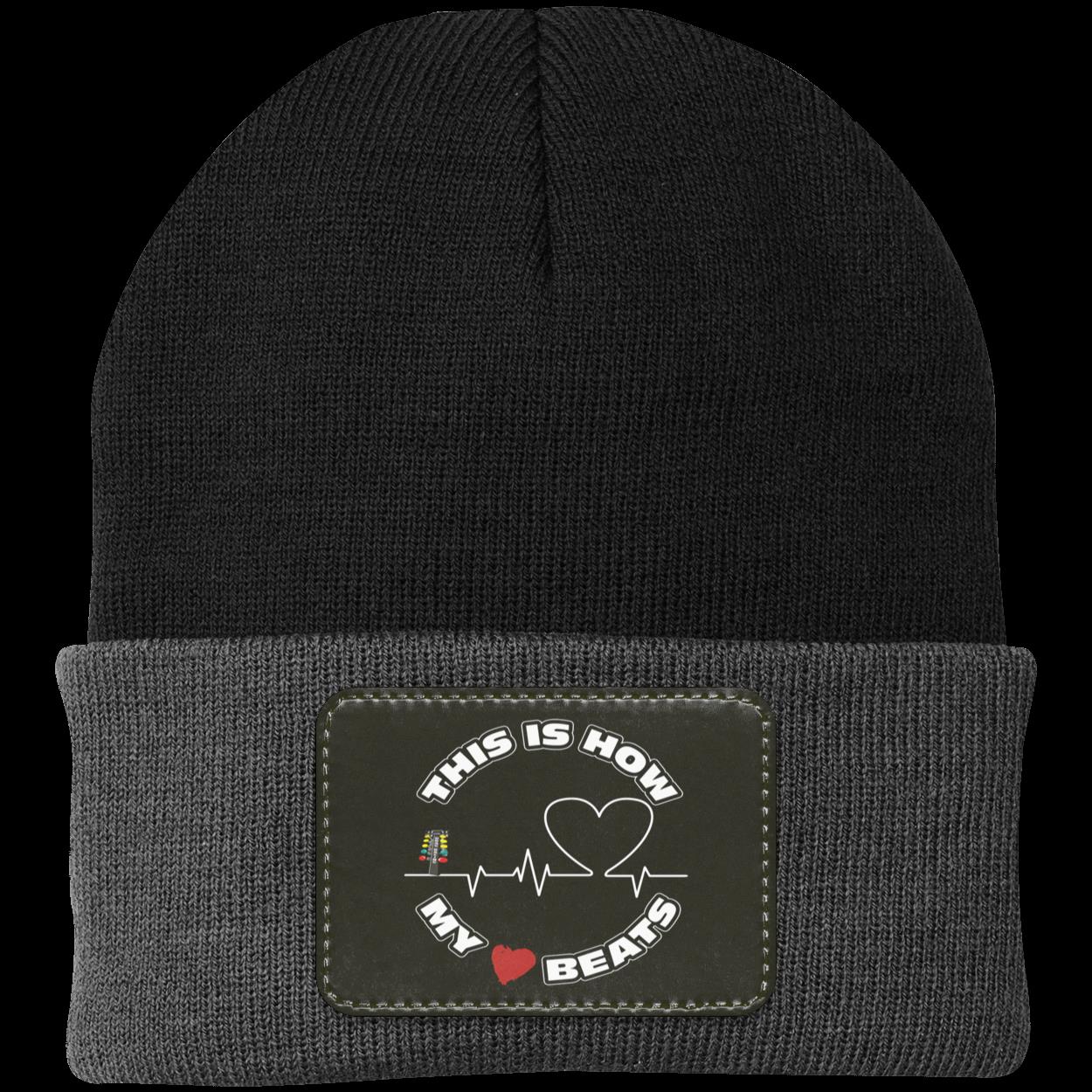 This Is How My Heart Beats Drag Racing Patched Knit Cap