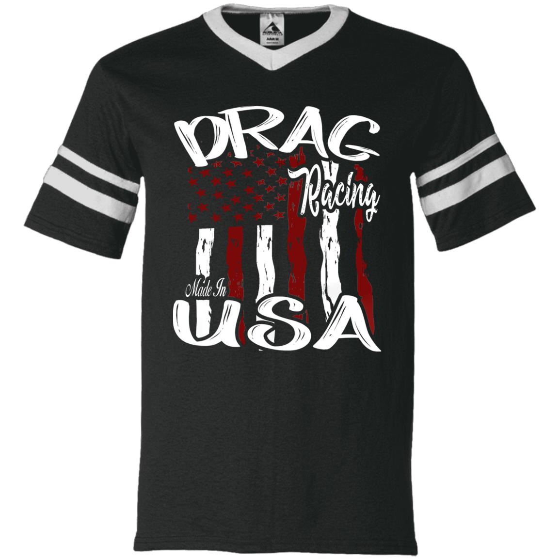 Drag Racing Made In USA V-Neck Sleeve Stripe Jersey