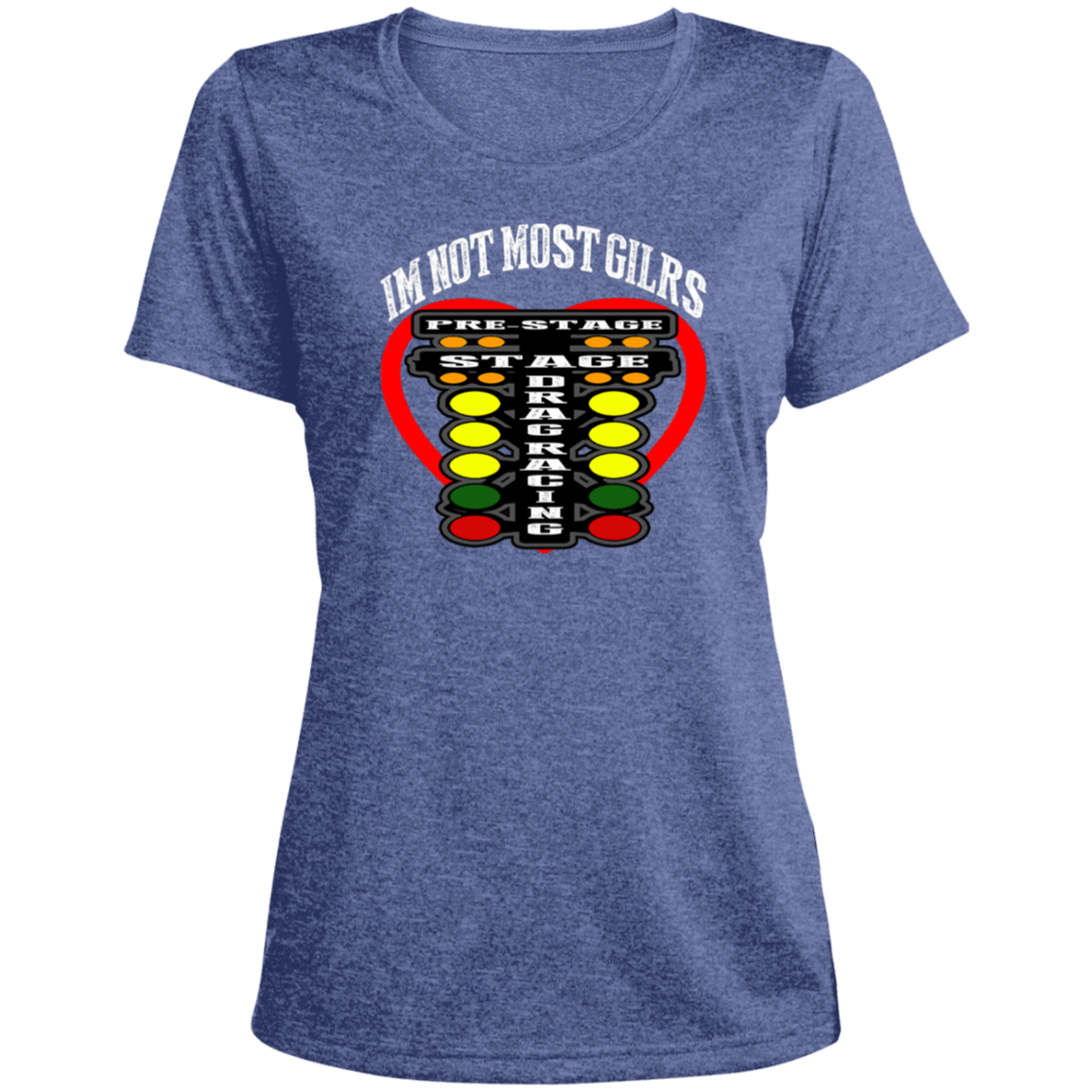 I'm Not Most Girls Drag Racing Ladies' Heather Scoop Neck Performance Tee